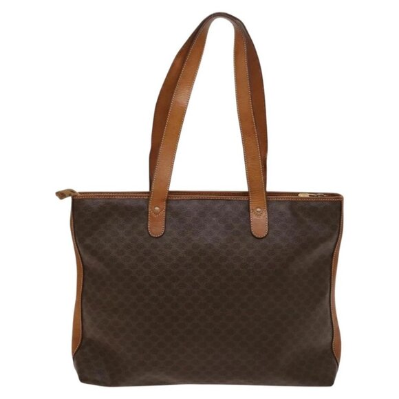 CELINE Macadam Canvas Tote Bag PVC Leather Brown Auth BA1814 - Picture 2 of 16